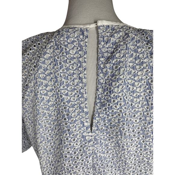 Everlane Tiered Eyelet Dress, Blue, White, Size Small - Picture 4 of 10